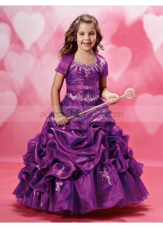 Beaded Luxury Organza Lace Flower Girl Dress With Cape